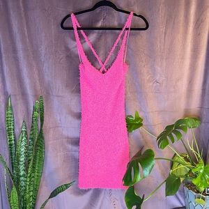 ✨Sassy & Fun Neon Pink Fuzzy Mini Dress✨